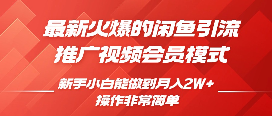 最新火爆的闲鱼引流推广视频会员，新手小白能做到月入2W+-源码网